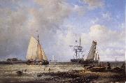 Abraham Hulk Fisherfolk and Ships by the Coast oil painting artist